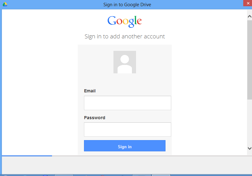 google drive installation login hangs