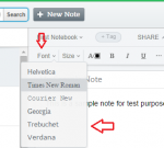 Evernote note editor font selection