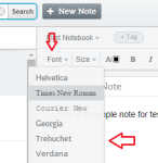 Evernote note editor font selection