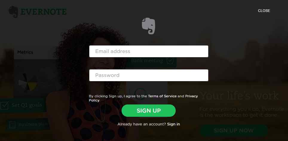 Evernote Sign Up