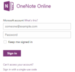 onenote sign in