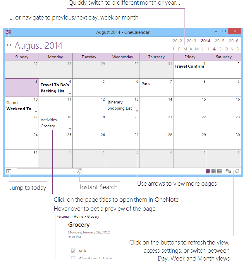 Calendar In Onenote Customize And Print