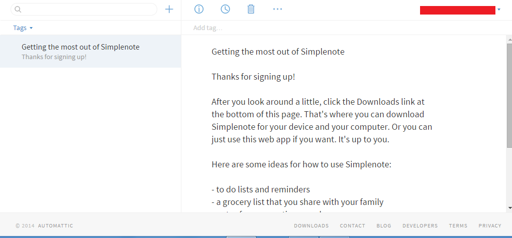 simplenote email