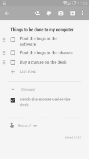 Google Keep checklist