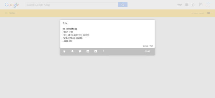 Google Keep desktop version conflict sample