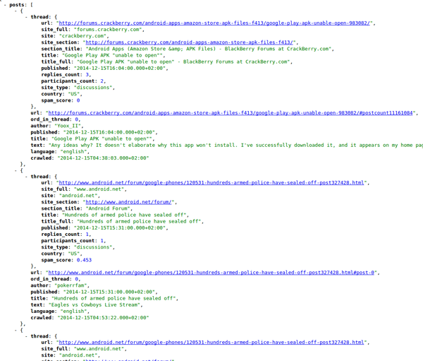 json output