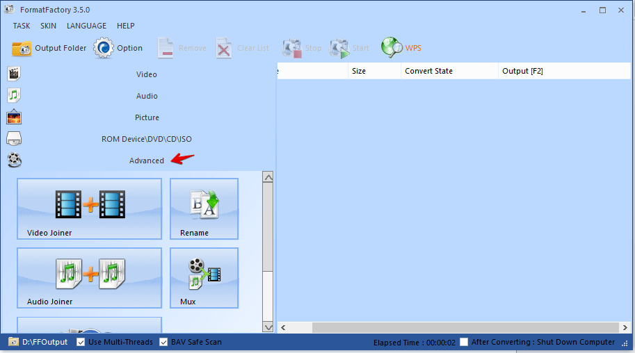 how to use format factory just to extract main movie