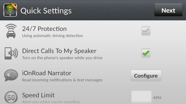 iOnRoad mount&drive settings