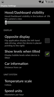 iOnRoad unit and display settings