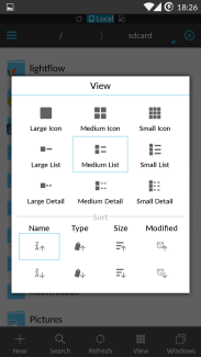 ES File explorer view mode