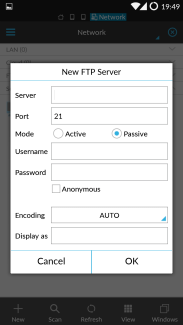 ES file explorer manual adding server