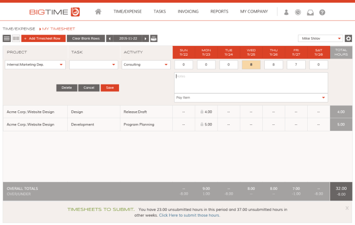 Bigtime timesheet