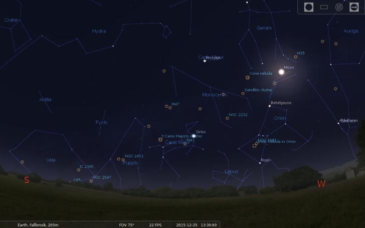 Stellarium displaying constellations, deep space objects and planets
