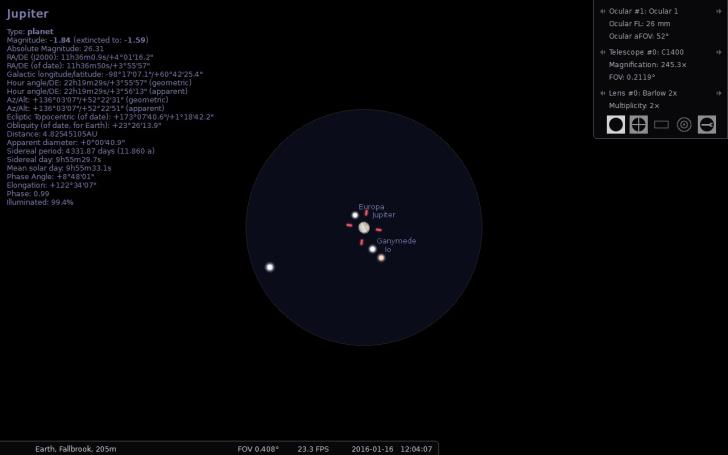 Stellarium telescope viewing mode