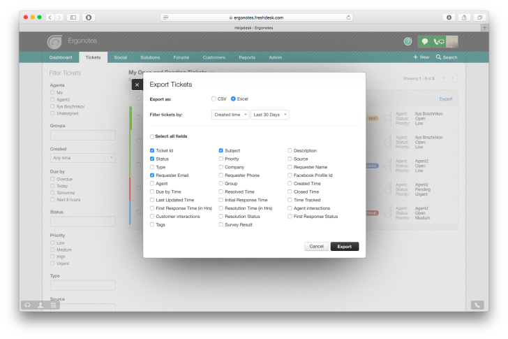 Freshdesk Ticket Export