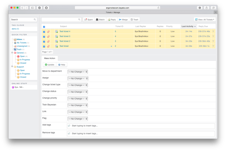 Kayako bulk ticket editing