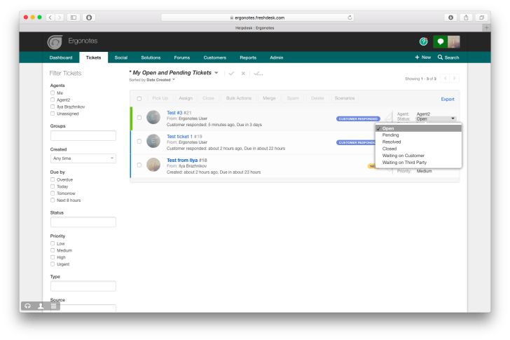 Freshdesk Quick ticket edit