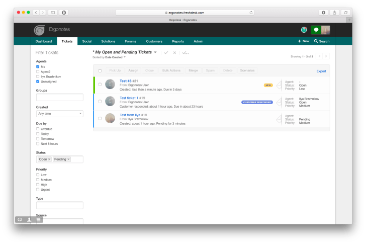 Freshdesk Tickets list