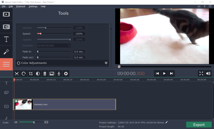 movavi video editor main window