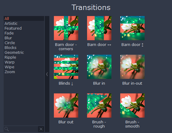 movavi video editor transitions