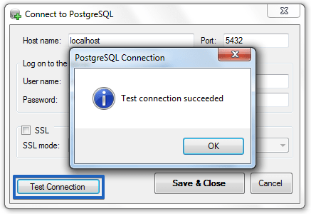PostgreSQL Test Connection