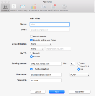 creating a sending alis for outlook on mac