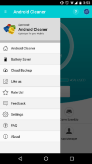 systweak android cleaner settings