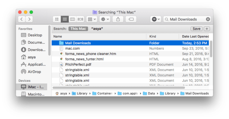 Mac Cleanup - mail downloads