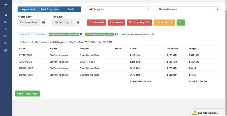 screenish timesheet