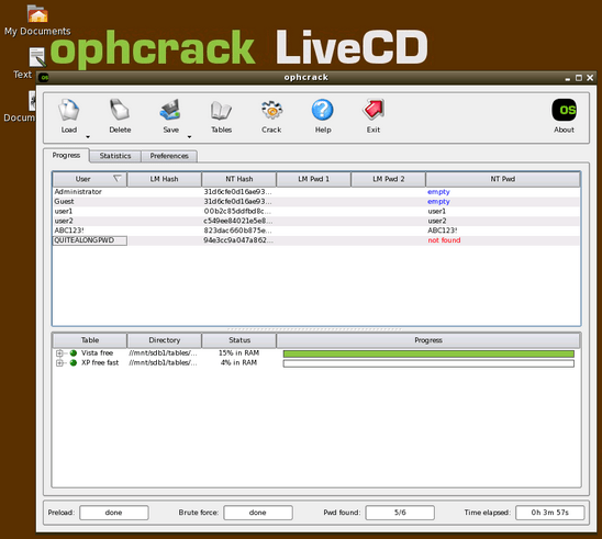 ophcrack liveCD