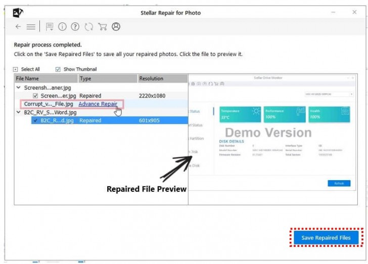 Stellar Data Recovery Premium—Advance Photo Repair