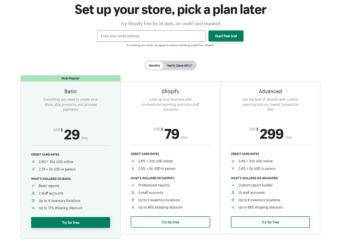 Shopify Pricing